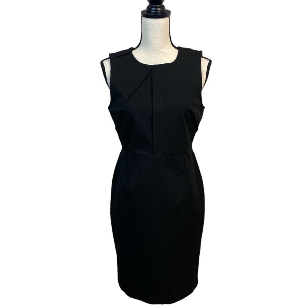 Banana Republic Factory Black Sheath Dress Size 8P Classic Corpcore Girl Boss